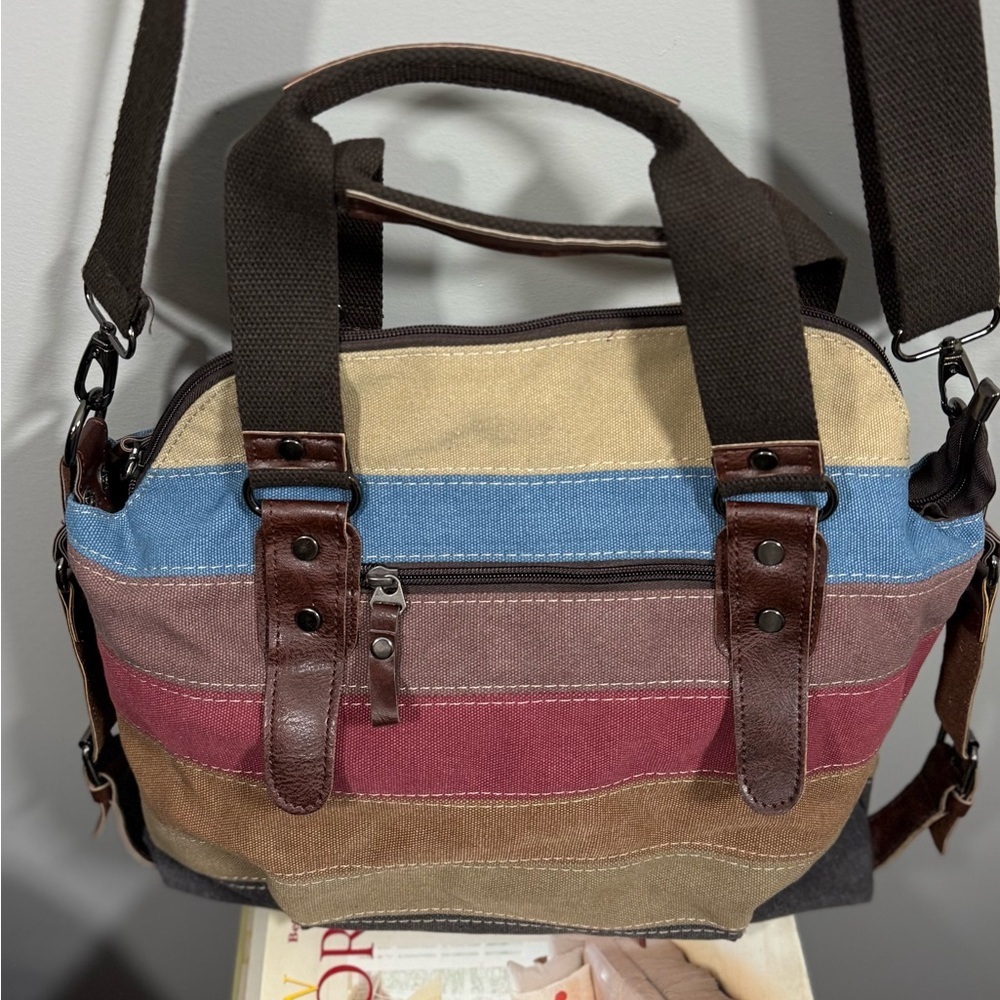 Multicolor Canvas Messenger Bag - Picture 8 of 12